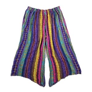 Amanda Stewart Hippie Wide Leg Crop Pants Plus 3x Multicolor Boho Festival Artsy